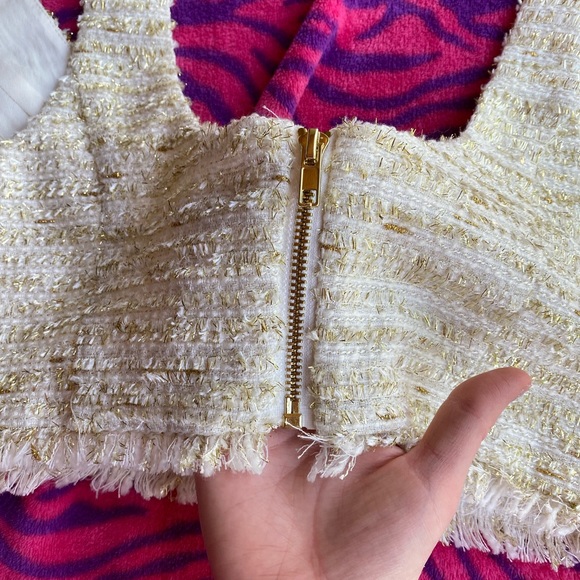 NBD tweed cream and gold crop top - Picture 5 of 10